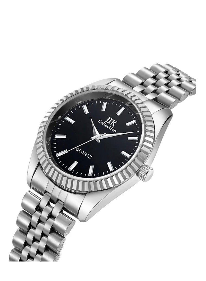 IIK Collection Men's Wrist Watch, Silver Band with Black Dial - Image 2