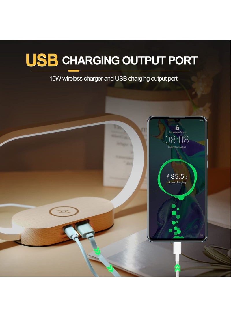Captaintech Bedside Lamp with Wireless Charger, LED Desk Lamp with USB Port, Touch Control Table Lamp with Clock, Ideal for Bedroom Nightstand, Dimmable & 3 Colors Temperatures, Modern Home Office Decor - Image 4