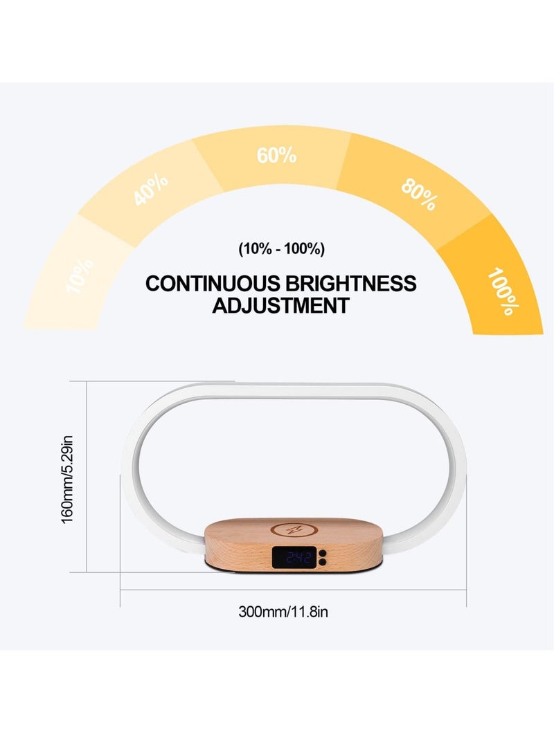 Captaintech Bedside Lamp with Wireless Charger, LED Desk Lamp with USB Port, Touch Control Table Lamp with Clock, Ideal for Bedroom Nightstand, Dimmable & 3 Colors Temperatures, Modern Home Office Decor - Image 2