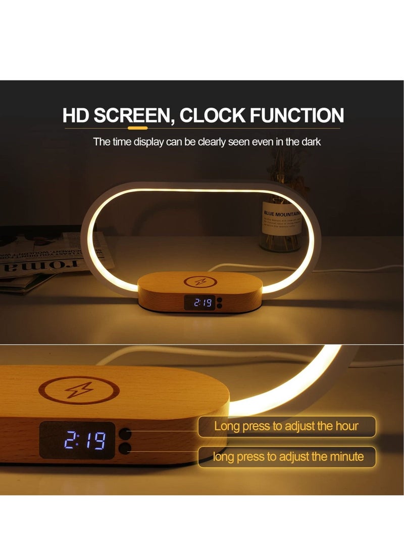 Captaintech Bedside Lamp with Wireless Charger, LED Desk Lamp with USB Port, Touch Control Table Lamp with Clock, Ideal for Bedroom Nightstand, Dimmable & 3 Colors Temperatures, Modern Home Office Decor - Image 5