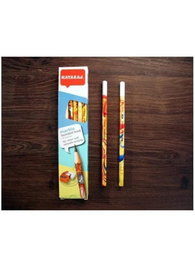 NATARAJ marble HB pencils pack of 12 pencils with free sharpener and eraser - marble - Image 2