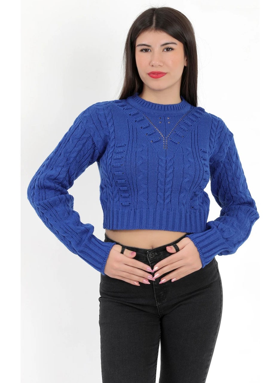 Giysa Women's Saks Seersucker Crop Knitwear Sweater - 1556  - Image 1