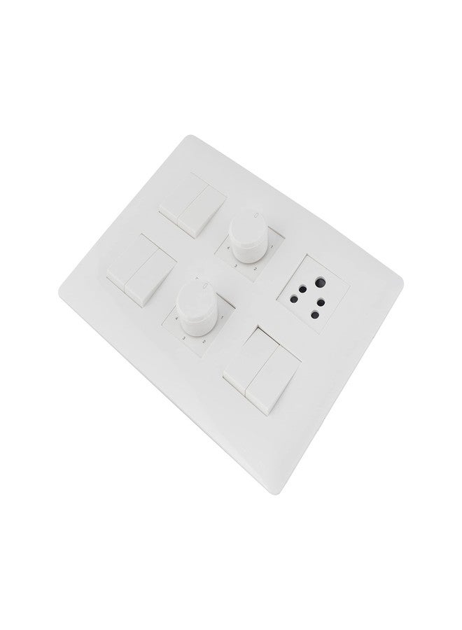 Wipro Northwest (Venia) Switch Combo of 12M Plate + 6A Switch x6 + 5 Step FR x2 + 6A 3Pin Socket x1, White (Kit 16) - Image 5