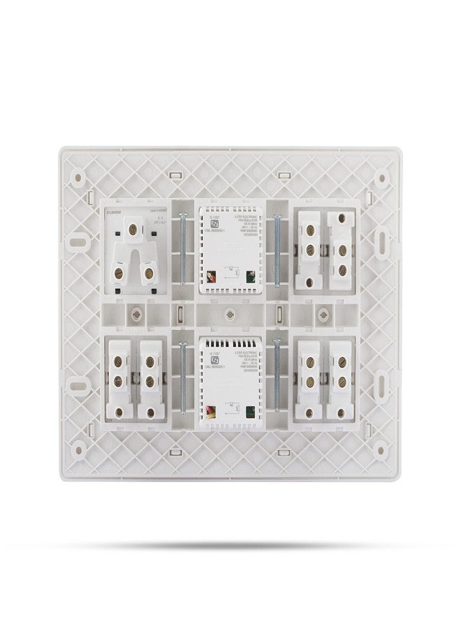 Wipro Northwest (Venia) Switch Combo of 12M Plate + 6A Switch x6 + 5 Step FR x2 + 6A 3Pin Socket x1, White (Kit 16) - Image 4