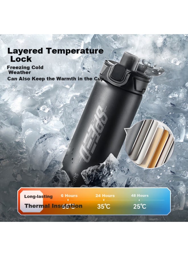 Supor Insulated Water Bottle Men's Large Capacity Stainless Steel Sports Outdoor Portable Student Cup 1000ml, Shadow Black - Image 3