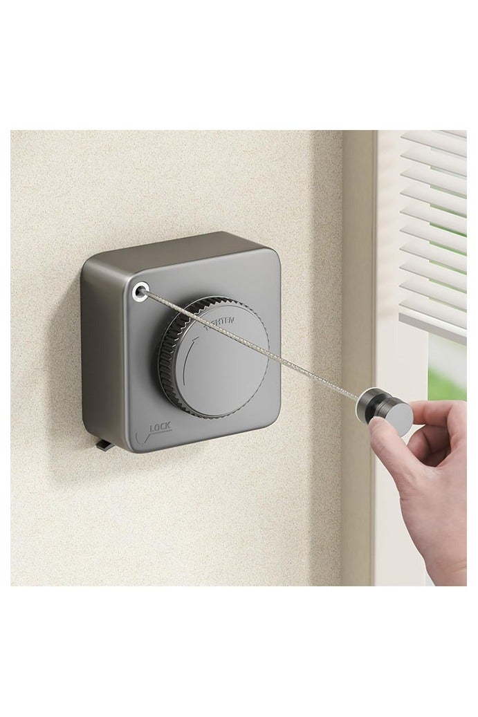 HOMESTAR Retractable Clothesline Indoor, Non-Sagging Outdoor Clothes Line Retracting Heavy Duty Clothes Drying Laundry Line Wall Mounted Stainless Steel Line (Square-Gray) - Image 1