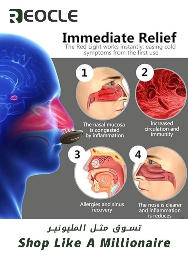 Red Light Nasal Therapy Device Rhinitis Physiotherapy Device Red Light Therapy Device for Nose Provide Desensitization Anti-Inflammatory