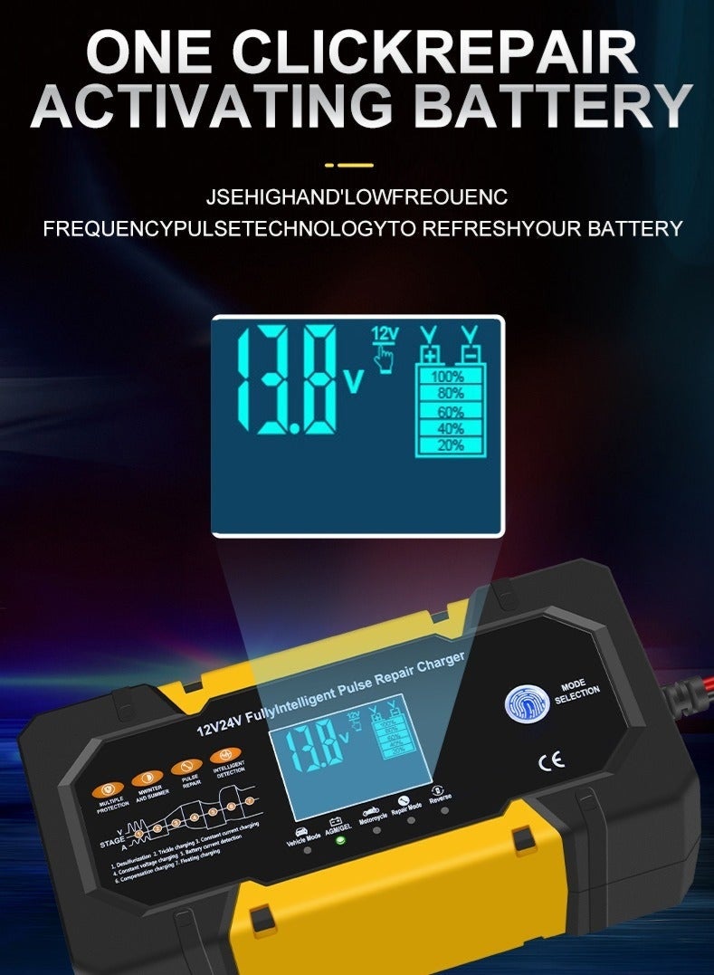 LAESO Car Battery Charger 10-Amp 12V and 24V Fully-Automatic Smart Car Battery Charger, Battery Maintainer Trickle Charger, and Battery Desulfator with Temperature Compensation - Image 5