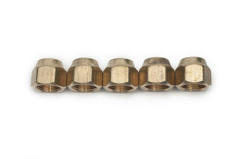 LTWFITTING Brass 1/2" OD Flare Short Forged Nut,Brass Flare Tube Fitting(Pack of 5) - Image 1