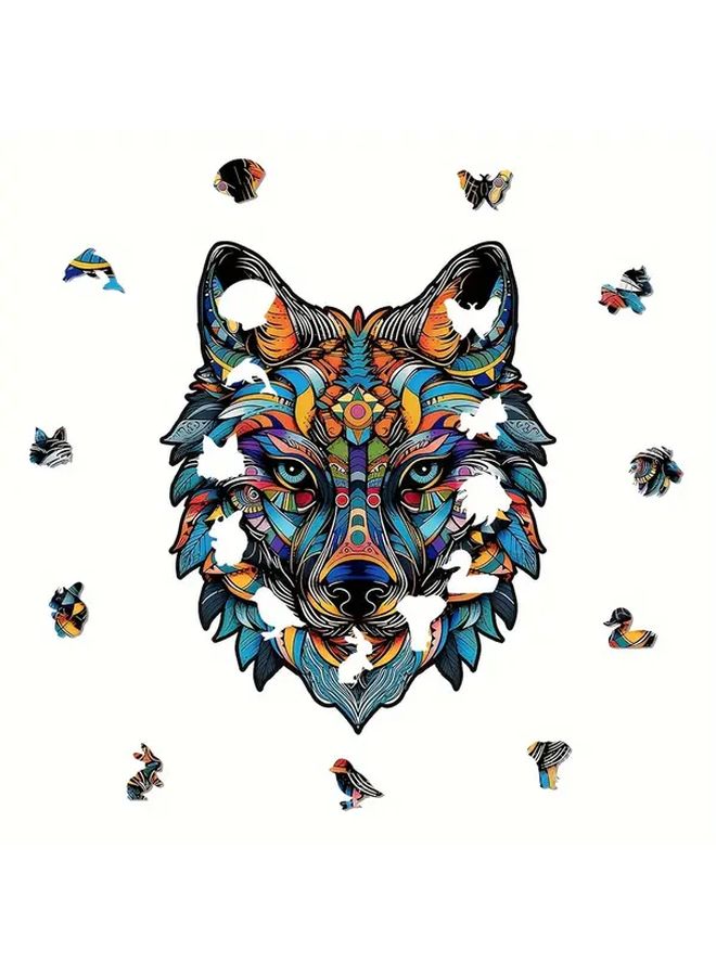 لغز خشبي A5 ذئب ملون هدية فريدة تخفيف التوتر للبالغين لعبة عائلية - Image 3