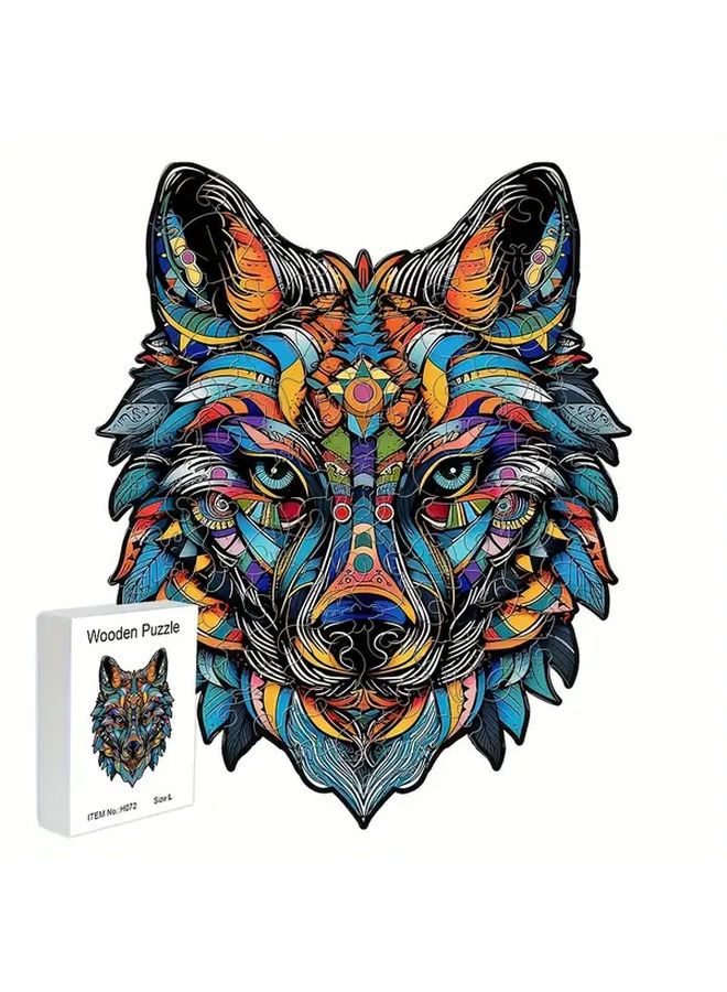 لغز خشبي A5 ذئب ملون هدية فريدة تخفيف التوتر للبالغين لعبة عائلية - Image 2