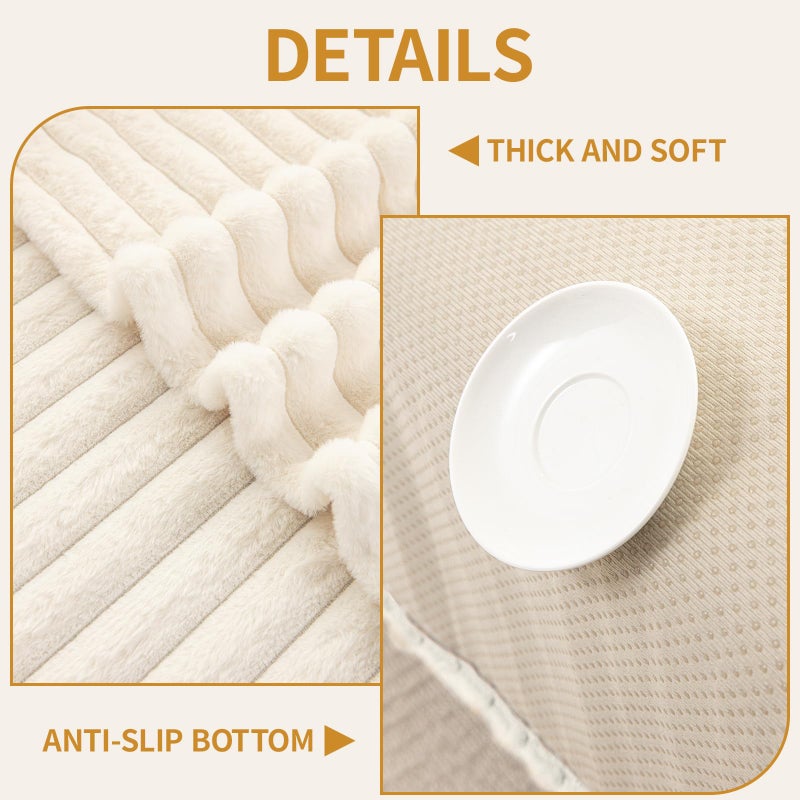DEEPDREAM Deep Dream Waterproof Couch Cover for Dogs, Fuzzy Sofa Covers for Pet, Non-Slip Couch Covers for 3 Cushion Couch Sofa Pet Friendly (Off White, 35" x 82") - Image 2