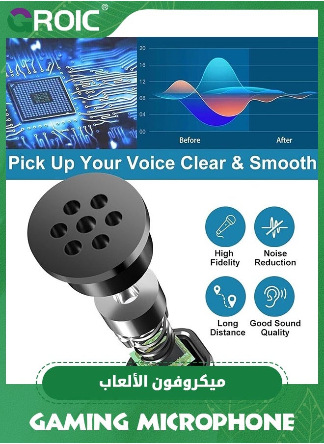 GROIC - ميكروفون كمبيوتر USB، قم بتوصيل وتشغيل ميكروفون الكمبيوتر المحمول للكمبيوتر المكتبي مع زر كتم الصوت ومؤشر LED للبث والبث والتسجيل والألعاب والسكايب وميكروفون YouTube لجهاز Mac أو Window باللون الأسود. - Image 1