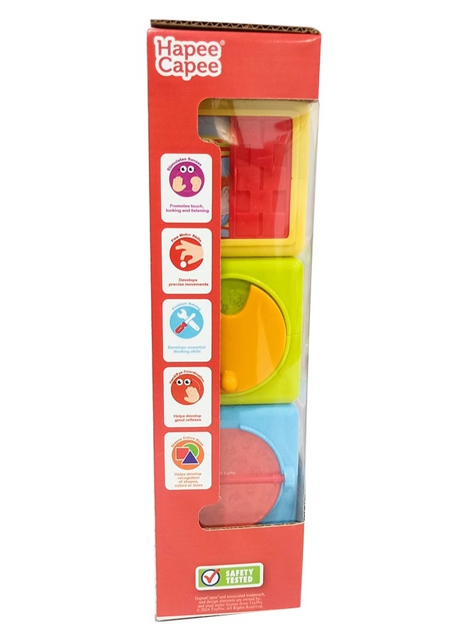 Hapee Capee Stacking Blocks, Colourful Activity stacking Cubes Toys for Babies & Toddlers, Includes 3 Cubes with each side has different activities, Best gift toys for 12+ months.  - Image 3