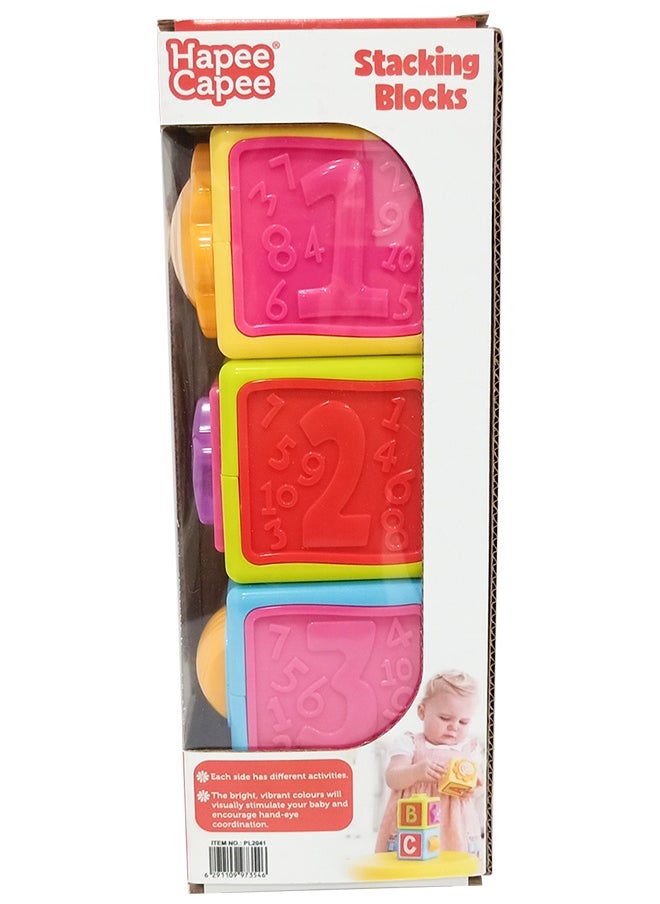 Hapee Capee Stacking Blocks, Colourful Activity stacking Cubes Toys for Babies & Toddlers, Includes 3 Cubes with each side has different activities, Best gift toys for 12+ months.  - Image 2