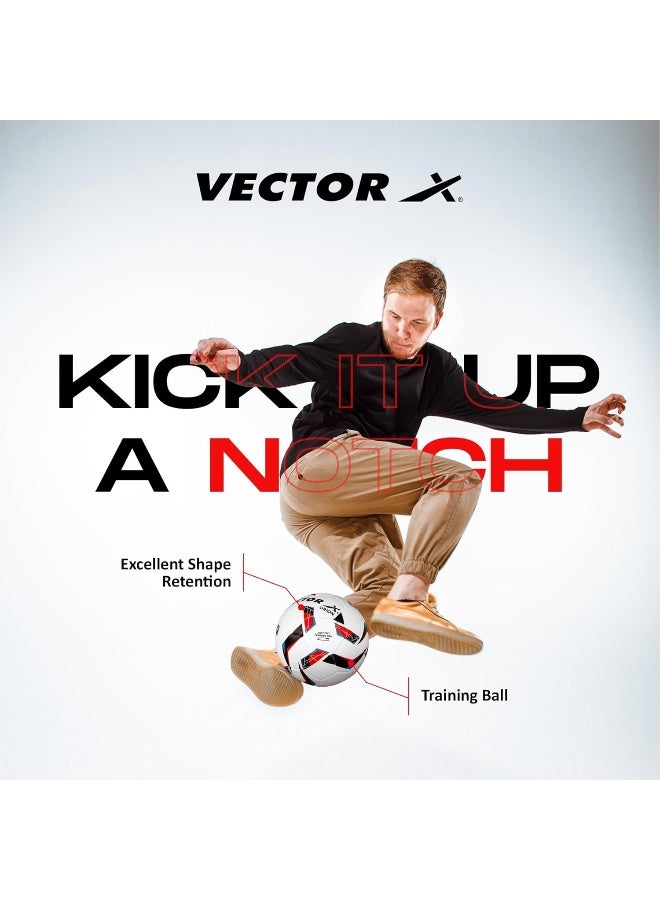 Vector X Orion Football TPU Machine Stitched Indoor Outdoor Water Resistant Ball With Needle White Red Size 5 - Image 5