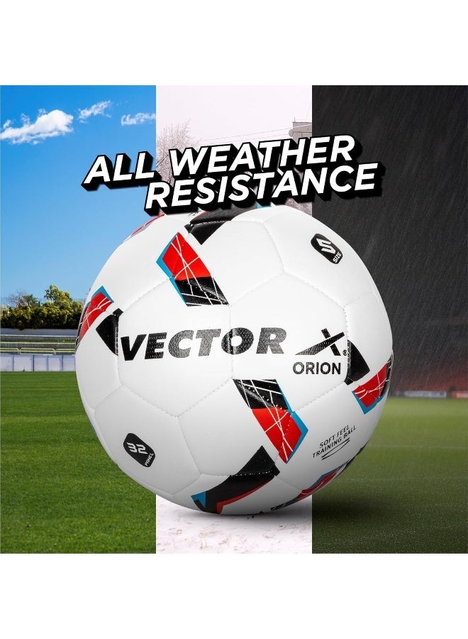 Vector X Orion Football TPU Machine Stitched Indoor Outdoor Water Resistant Ball With Needle White Red Size 5 - Image 4