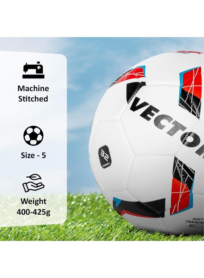 Vector X Orion Football TPU Machine Stitched Indoor Outdoor Water Resistant Ball With Needle White Red Size 5 - Image 3