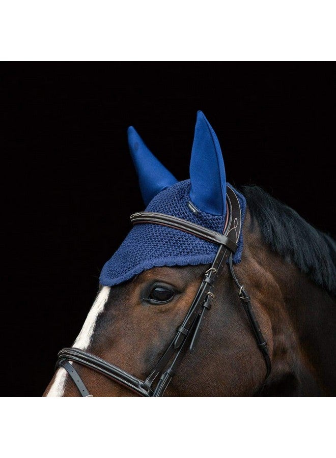 هورز غطاء أذن كروشيه صامت من هورز سوبريم | حماية من الذباب والضوضاء للخيول الحساسة - أزرق داكن - لون المهر - Image 3