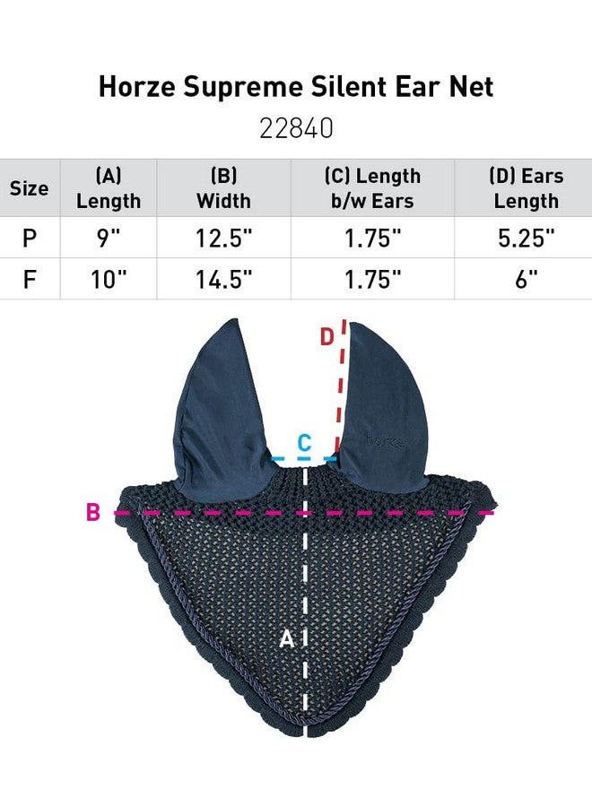 هورز غطاء أذن كروشيه صامت من هورز سوبريم | حماية من الذباب والضوضاء للخيول الحساسة - أزرق داكن - لون المهر - Image 2