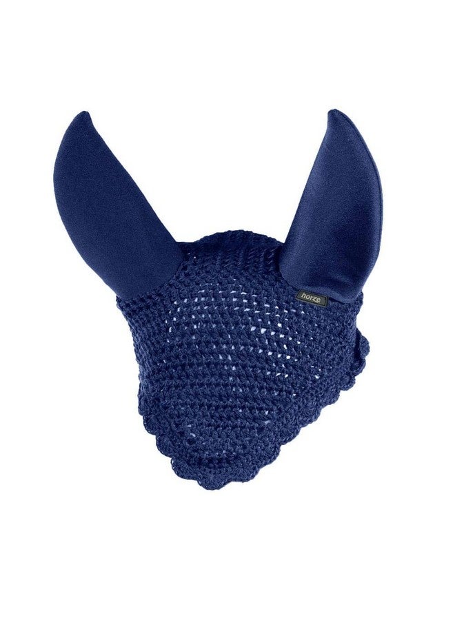 هورز غطاء أذن كروشيه صامت من هورز سوبريم | حماية من الذباب والضوضاء للخيول الحساسة - أزرق داكن - لون المهر - Image 1