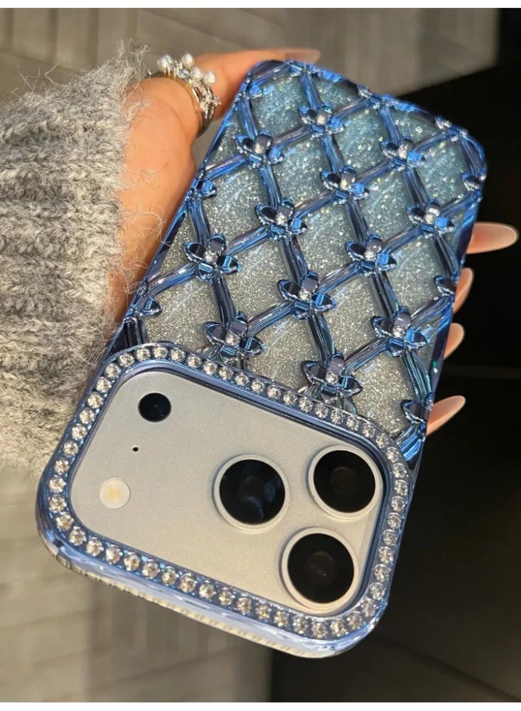 Luxury Electroplated Rhombus Rhinestone Glitter Phone Case For iPhone 16/17, Anti-Fingerprint Gradient Bling Shockproof Protective Cover With Diamond Lens Frame - Image 3
