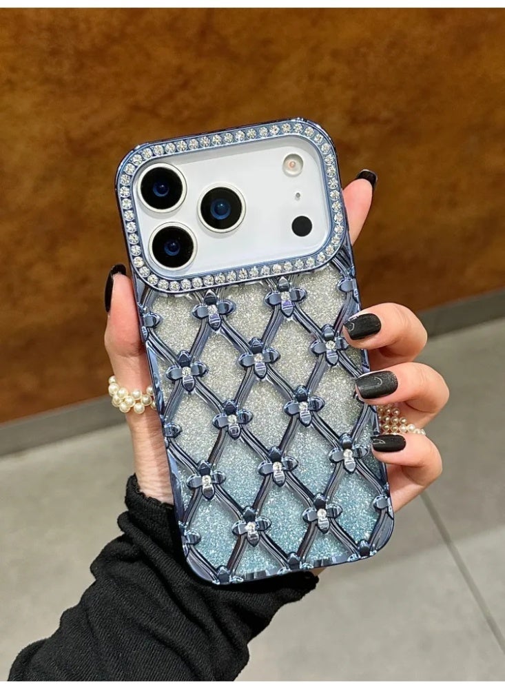 Luxury Electroplated Rhombus Rhinestone Glitter Phone Case For iPhone 16/17, Anti-Fingerprint Gradient Bling Shockproof Protective Cover With Diamond Lens Frame - Image 2