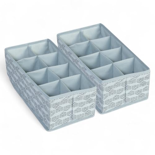 HomeStrap Tie Organizer Pack of 2 | 8-Slot Non-Woven Foldable Storage Box for Ties, Belts, Scarves & Accessories | Drawer & Closet Divider | Wardrobe Organizer for Neat & Crease-Free Storage – Grey - Image 1