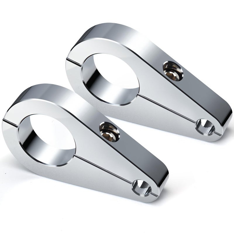 MoKitDora 1 Handlebar or Frame Mount Clutch Throttle Cable Clamp or Brake Line Clips for Harley 2 Pieces Chrome - Image 2