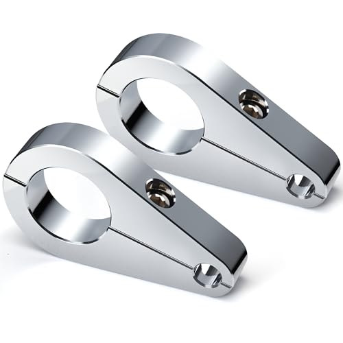 MoKitDora 1 Handlebar or Frame Mount Clutch Throttle Cable Clamp or Brake Line Clips for Harley 2 Pieces Chrome - Image 1