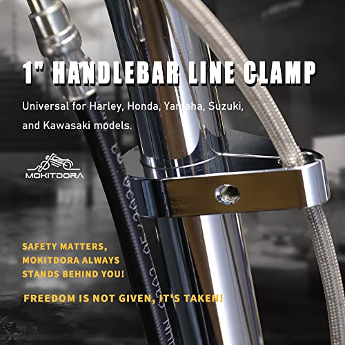 MoKitDora 1 Handlebar or Frame Mount Clutch Throttle Cable Clamp or Brake Line Clips for Harley 2 Pieces Chrome - Image 3