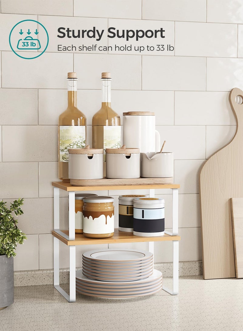 KYD Cabinet Organizer Shelf, Set of 2 Kitchen Counter Shelves, Kitchen Storage, Spice Rack, Stackable, Expandable, Metal and Engineered Wood  - Image 3