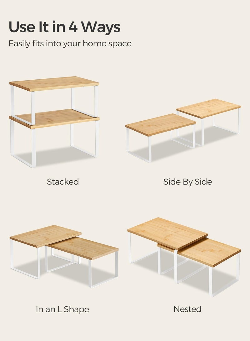 KYD Cabinet Organizer Shelf, Set of 2 Kitchen Counter Shelves, Kitchen Storage, Spice Rack, Stackable, Expandable, Metal and Engineered Wood  - Image 5