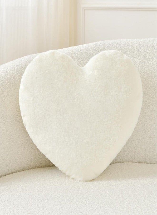 Petrella Heart Pillow Cute Fuzzy Pillows Throw Pillows for Bed Livingroom Home Decor Cushion Decorative Aesthetic Preppy Pillows White,Large 19"x15" - Image 1