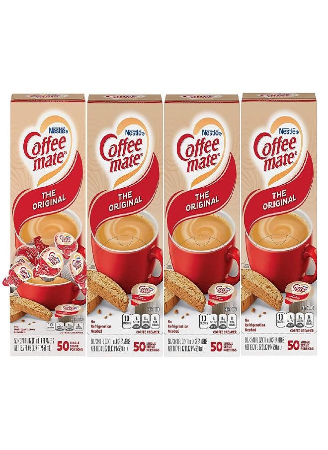 Nestle Coffee mate - Nestle Coffee mate Coffee Creamer, Original, Liquid Creamer Singles, Non Dairy, No Refrigeration, Box of 50 Singles (Pack of 4) - Image 1