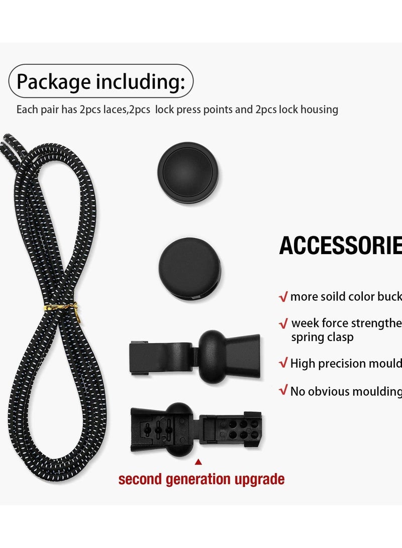 Loquat 2 Pairs Elastic Shoe Laces No Tie Elastic Shoelaces with Lock Device Adjustable Tieless - Image 2