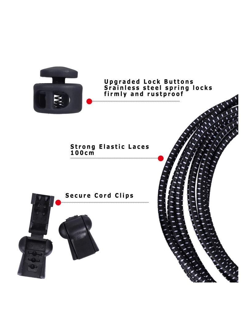 Loquat 2 Pairs Elastic Shoe Laces No Tie Elastic Shoelaces with Lock Device Adjustable Tieless - Image 5