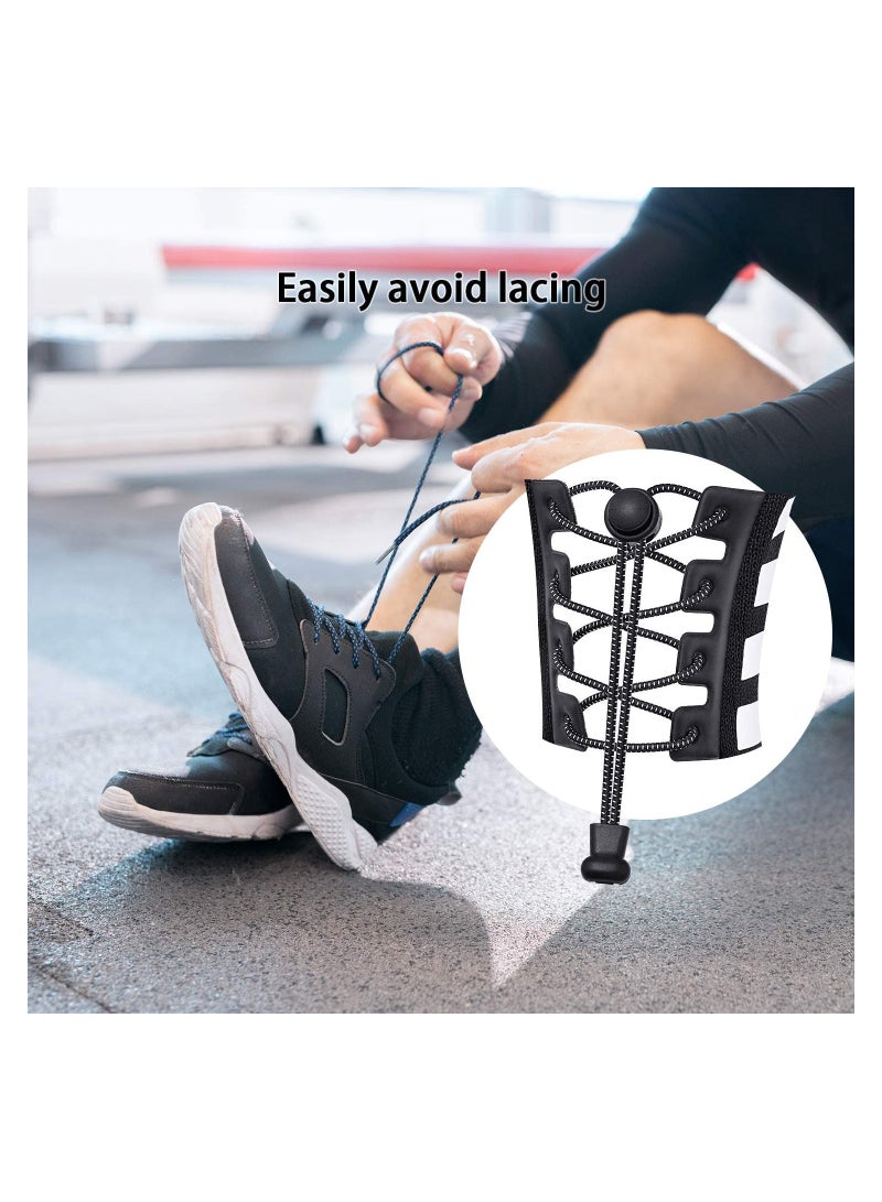 Loquat 2 Pairs Elastic Shoe Laces No Tie Elastic Shoelaces with Lock Device Adjustable Tieless - Image 3