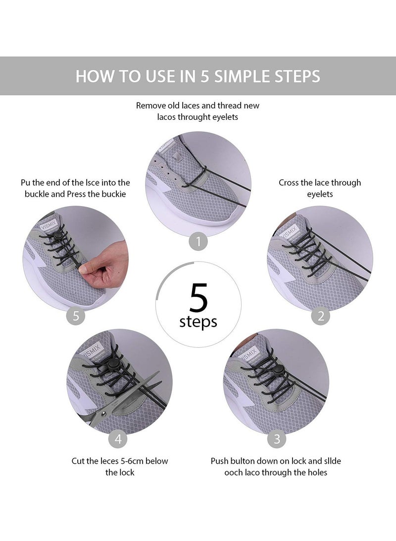 Loquat 2 Pairs Elastic Shoe Laces No Tie Elastic Shoelaces with Lock Device Adjustable Tieless - Image 4
