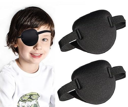 INSIME Pirate eye patch for kids | Adjusable Eye patches for lazy eye | Soft 3D Groove design Eye patches for left or right eyes (Pack of 2) - Image 1