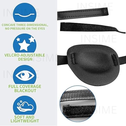 INSIME Pirate eye patch for kids | Adjusable Eye patches for lazy eye | Soft 3D Groove design Eye patches for left or right eyes (Pack of 2) - Image 3