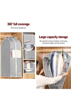 Generic Clothes Storage Bags with Zipper, Transparent Window Cotton Garment Bags for Hanging Clothes Storage for Clothes, Coats, Jackets, Shirts (Color : Light Grey#1020, Size : 60x28x105cm)  - Image 3