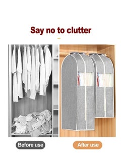 Generic Clothes Storage Bags with Zipper, Transparent Window Cotton Garment Bags for Hanging Clothes Storage for Clothes, Coats, Jackets, Shirts (Color : Light Grey#1020, Size : 60x28x105cm)  - Image 2