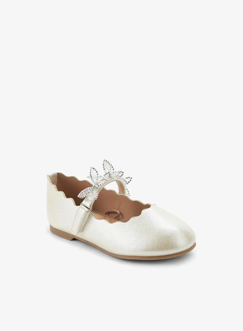 جونيورز Girls Hook And Loop Embellished Ballerina Shoes Ramadan Collections