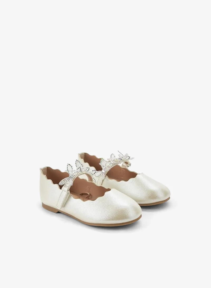جونيورز Girls Hook And Loop Embellished Ballerina Shoes Ramadan Collections