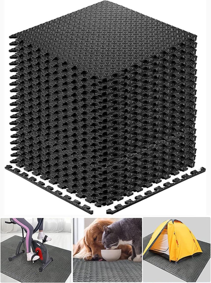 Walsai Exercise Mats Puzzle Foam Mats Gym Flooring Mat Cover 20 SQ.FT Interlocking Foam Mats with EVA Foam Floor Tiles for Home Gym Equipment Workouts Black - Image 1