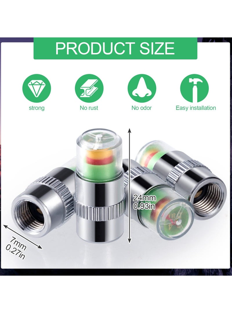 Y&D 12Pcs 2.2Bar 32PSI Tire Pressure Monitor Valve Stem Caps Car Sensor Indicator Alert 3 Color for Motorbike Bicycle  - Image 2