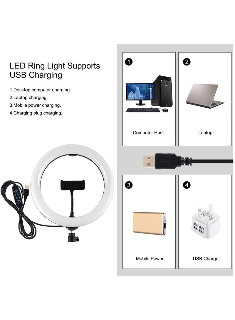 10.2-Inch Dimmable LED Ring Light with Tripod & Phone Holder – Adjustable Brightness for Live Streaming, Makeup, Photography, YouTube & TikTok – Compatible with All Smartphones - Image 3