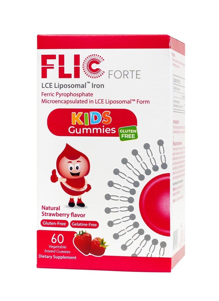 Flic Forte LCE Liposomal Iron Kids Gummies Natural Strawberry Flavour 60 Gummies 
