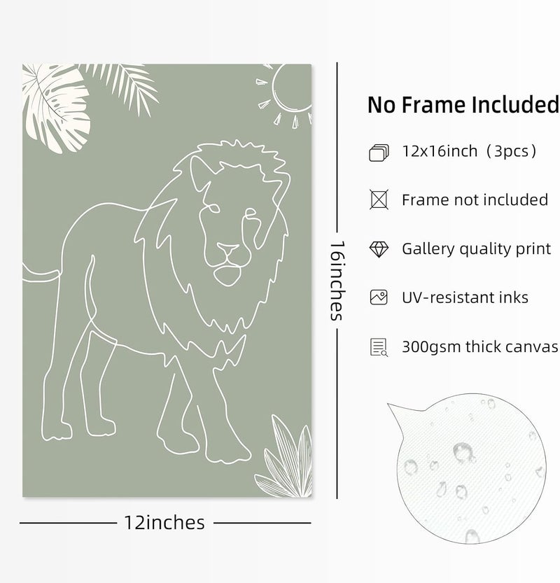 Youillne Safari Nursery Wall Art Set - Unframed Animal Prints - Image 2